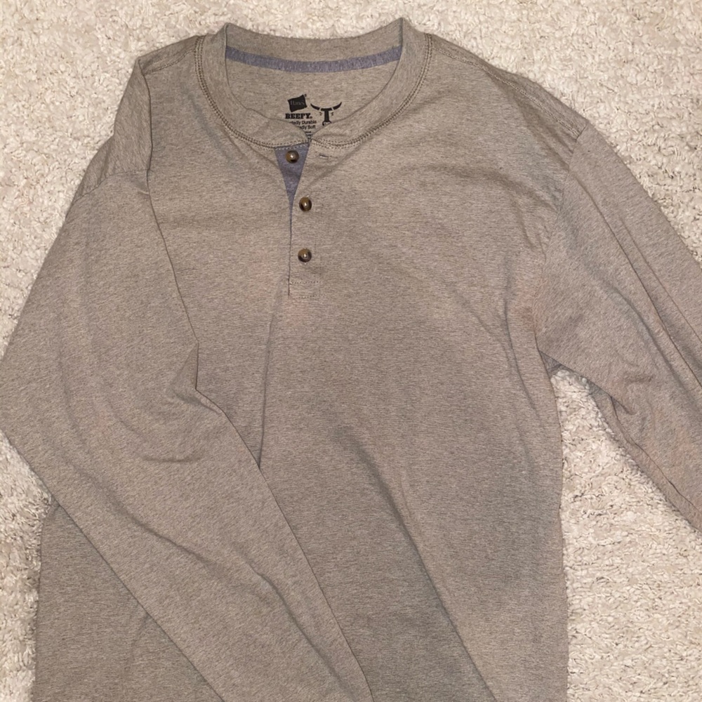 Hanes BEEFY Long Sleeve Henley Tee